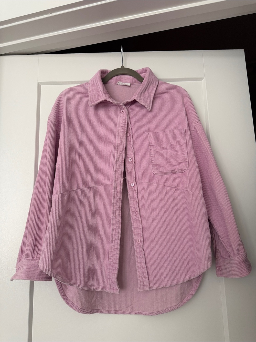 vestique Pink Corduroy Button-Down Shirt Jacket